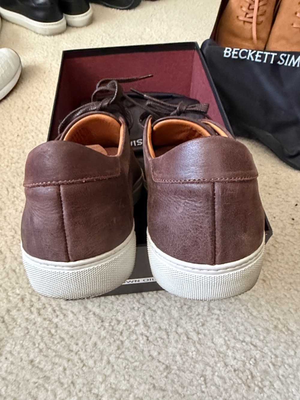 Beckett Simonon Dark Brown Leather Low-Top Sneakers - Picture 2 of 3